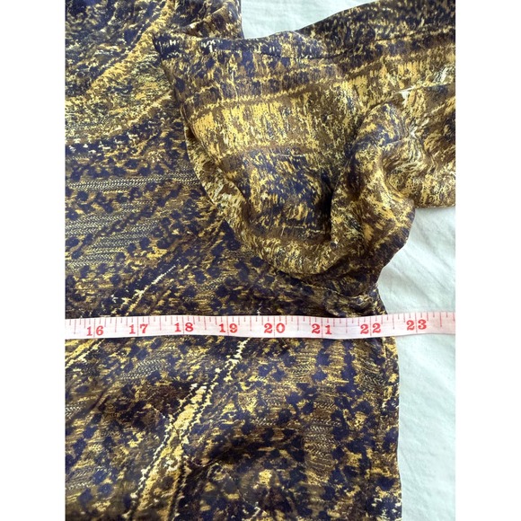 Lafayette 148 Silk Blouse L Navy Gold Abstract Paisley Tunic Quiet Luxury - Picture 7 of 9